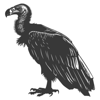 AI generated Silhouette vulture bird animal black color only png
