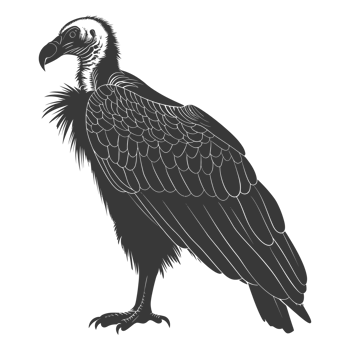 AI generated Silhouette vulture bird animal black color only png