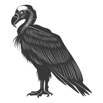 AI generated Silhouette vulture bird animal black color only png
