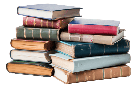 AI generated Books piled in a stack png