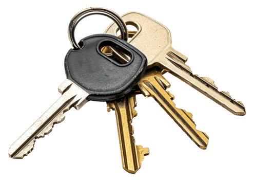 AI generated Set of various keys on keyrings png