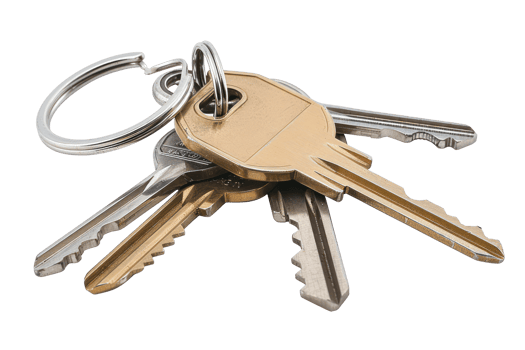 AI generated Set of various keys on keyrings png
