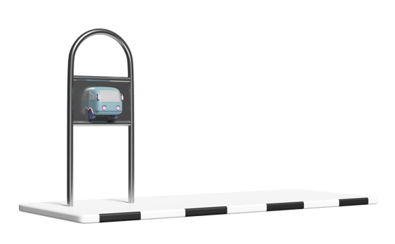 3d bus stop isolated. public transportation concept, 3d illustration render png