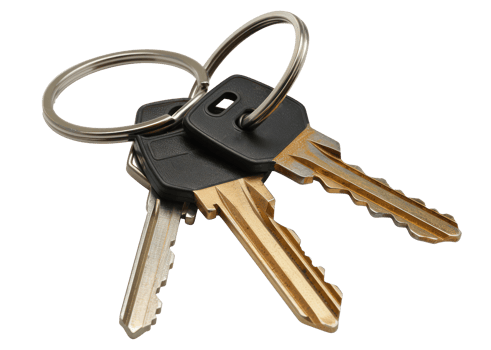 AI generated Set of various keys on keyrings png