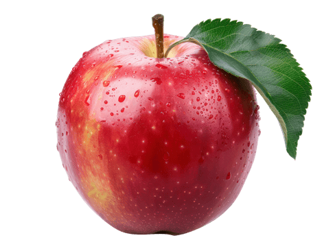 AI generated Fresh red apple with water droplets and leaves png