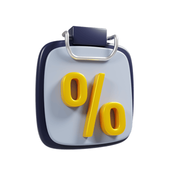 Sale discount icon on 3d rendering. Online shopping discount concept png