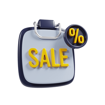 Online shopping sale discount concept with 3d rendering clipboard icon png
