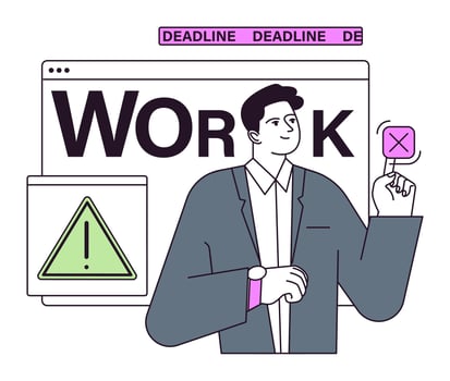 Employee efficiency. Business employee productive multitasking. Time management vector