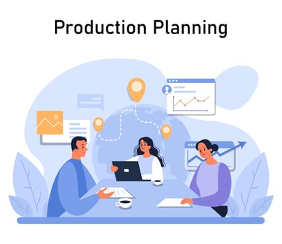 Production Planning Team concept. Flat vector illustration.