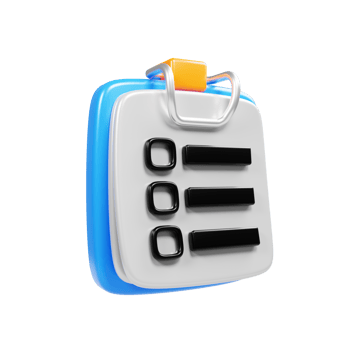 3d rendering blue clipboard icon with paper sheet. Shopping wish list icon concept png