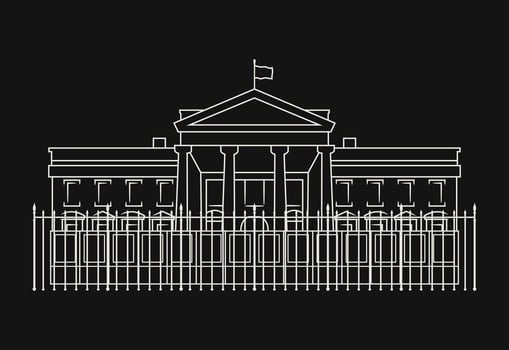 A minimalist black and white line drawing of the White House vector