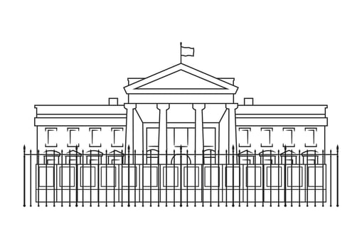 A minimalist black and white line drawing of the White House vector