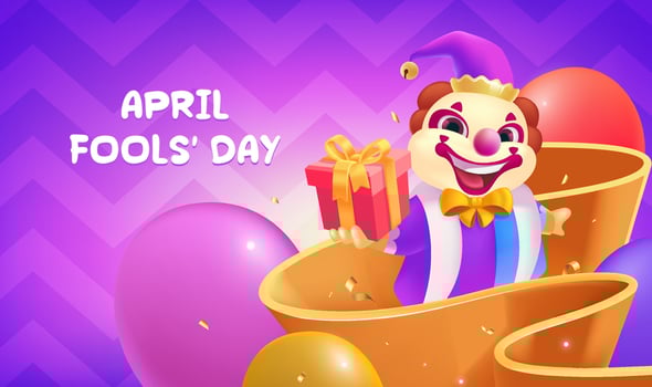 Vector hand painted April Fool's Day celebration banner horizontal template