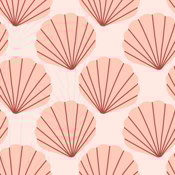Sea shells seamless pattern. Trendy pattern of seashells for wrapping paper, wallpaper, stickers, notebook cover, cards, scrapbooking vector