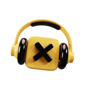 Multimedia icon with cartoon style concept. 3d rendering mute audio icon png