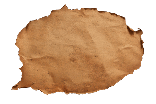 AI generated Aged parchment paper speech bubble with rugged edges and vintage texture on transparent background - stock png. png
