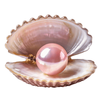 AI generated Pink pearl nestled within an open clam shell on a transparent background png