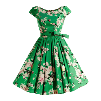 AI generated Floral patterned retro green dress isolated on transparent background png