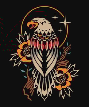 Old school eagle tattoo vector