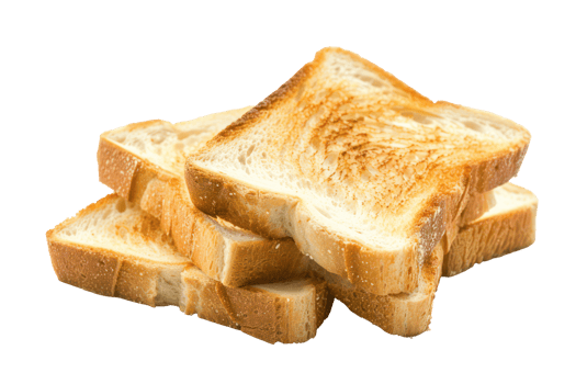 AI generated Stack of golden toasted bread slices on transparent background - stock png. png