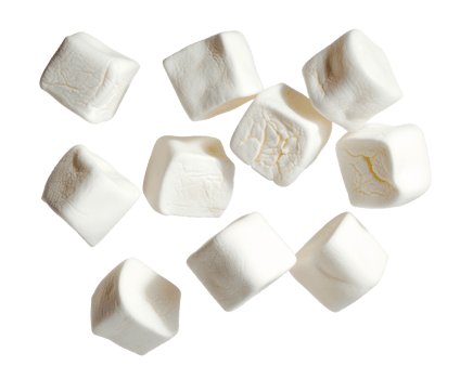 AI generated White fluffy marshmallows on transparent background - stock png. png