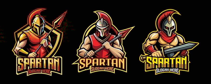 spartan esport gaming logo. set of spartan warrior mascot design vector