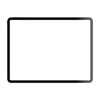 Front side photo of gray tablet without background. Template for mockup png