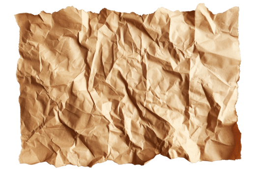 AI generated Brown crumpled cardboard piece of cardboard on a transparent background png
