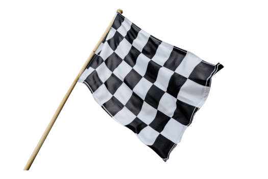 AI generated Black and white checkered flag with wooden stick on a transparent background png