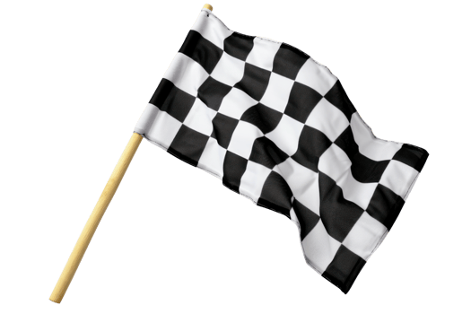 AI generated Black and white checkered flag with wooden stick on a transparent background png