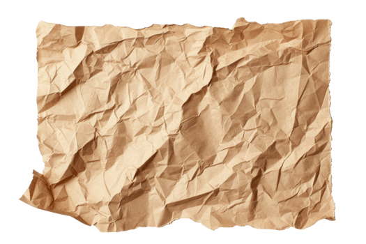 AI generated Brown crumpled cardboard piece of cardboard on a transparent background png
