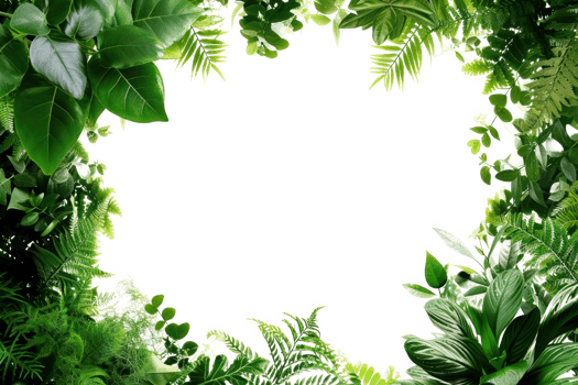 AI generated Beautiful green frame with leaves on a transparent background png