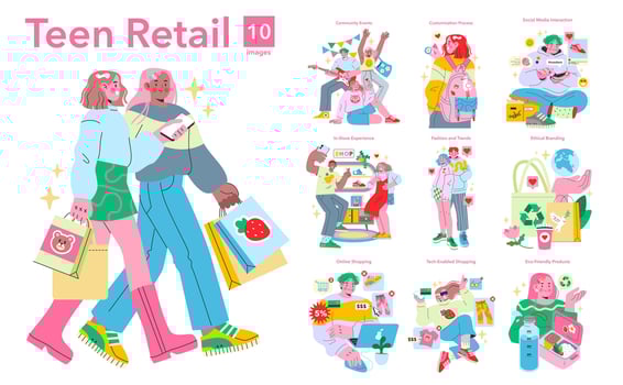 Teen Retail set. Vector illustration