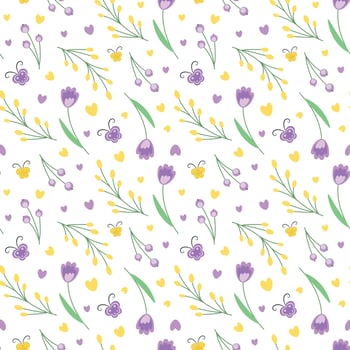 cute spring seamless vector pattern with flowers