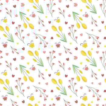 cute spring seamless vector pattern with flowers