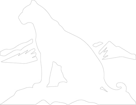 AI generated mountain lion  outline silhouette vector
