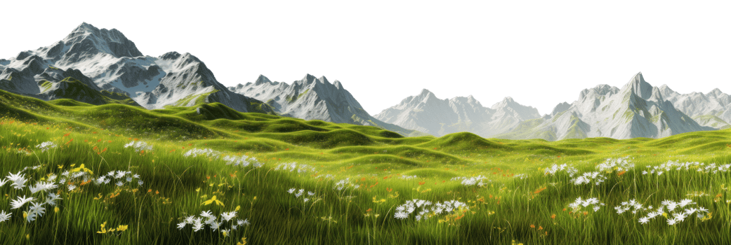 AI generated Alpine meadow on a transparent background png