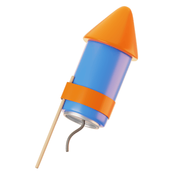 Firework icon on 3d rendering with cartoon style. 3d render new year icon concept png