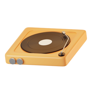 Vinyl player icon on 3d rendering with cartoon style png