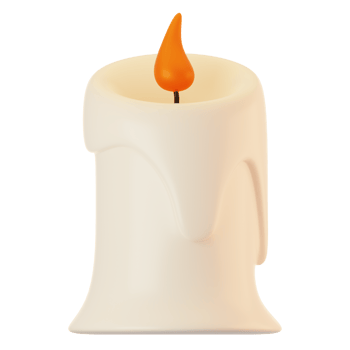 Candle icon on 3d rendering with cartoon style. 3d render new year icon concept png