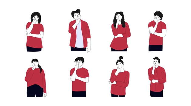 vector illustration of a group of confused people