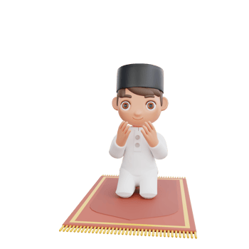 3D Illustration of Muslim character praying png
