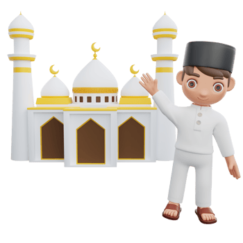 3D Illustration of Muslim character joyful eid celebration png