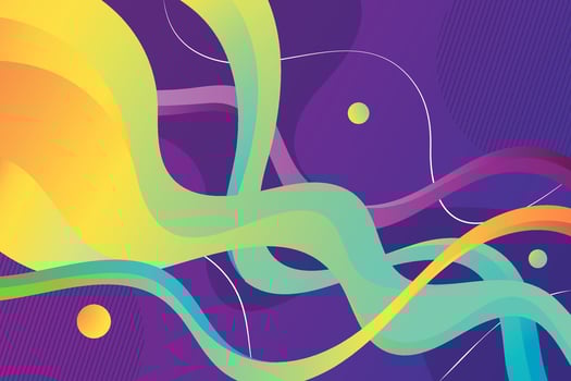 Colorful modern abstract tentacles illustration background with gradient purple, yellow, and blue colors. vector