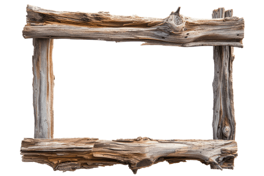 AI generated Old wooden frame on a transparent background png
