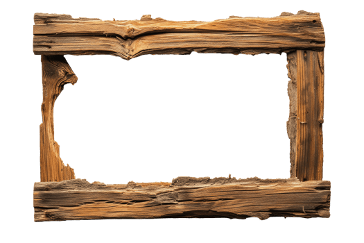 AI generated Old wooden frame on a transparent background png