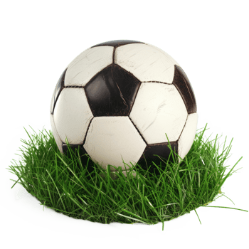 AI generated Soccer ball on green grass with transparent background png
