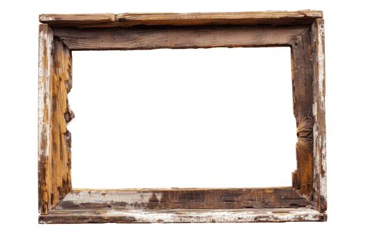 AI generated Old wooden frame on a transparent background png