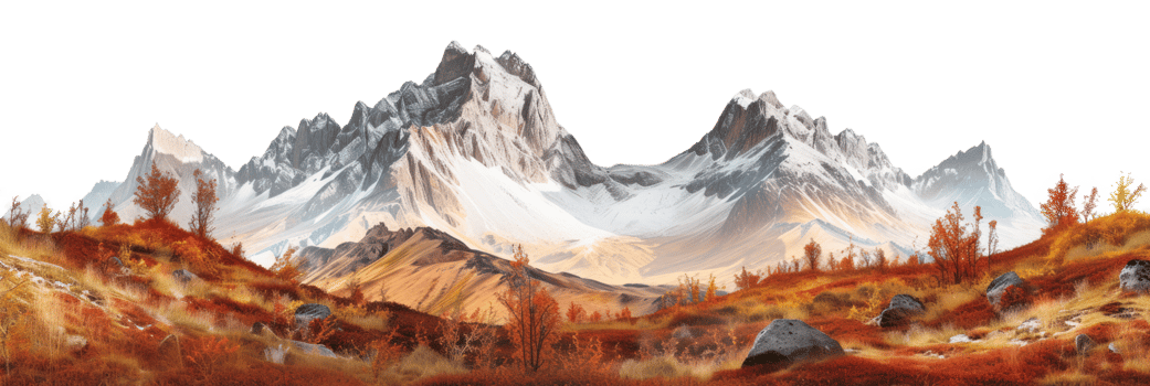 AI generated Panorama of a mountain autumn landscape on a transparent background png