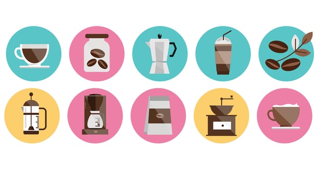 coffee beans types of drinks vector illustration isolated